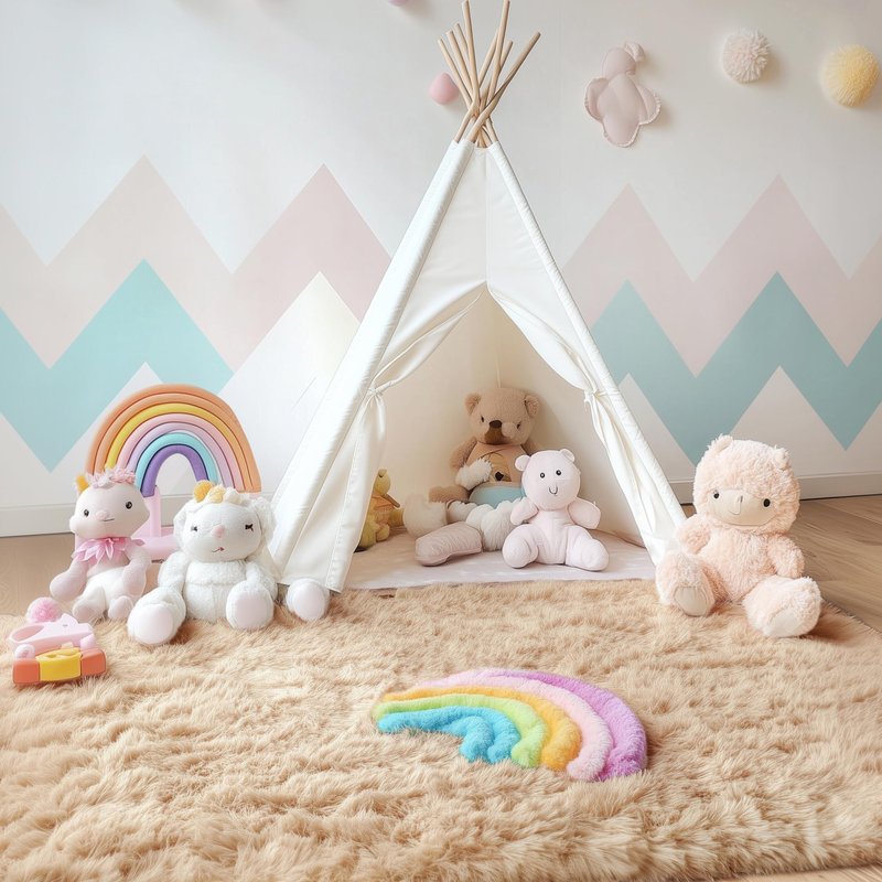 OLANLY 4x8 Area Rugs for Living Room Bedroom, Machine Washable Soft Fluffy Shaggy Bedside Rug, Indoor Floor Carpet for Kids Girls and Boys, Dorms, Nursery Rooms, Home Decor Aesthetic, Beige