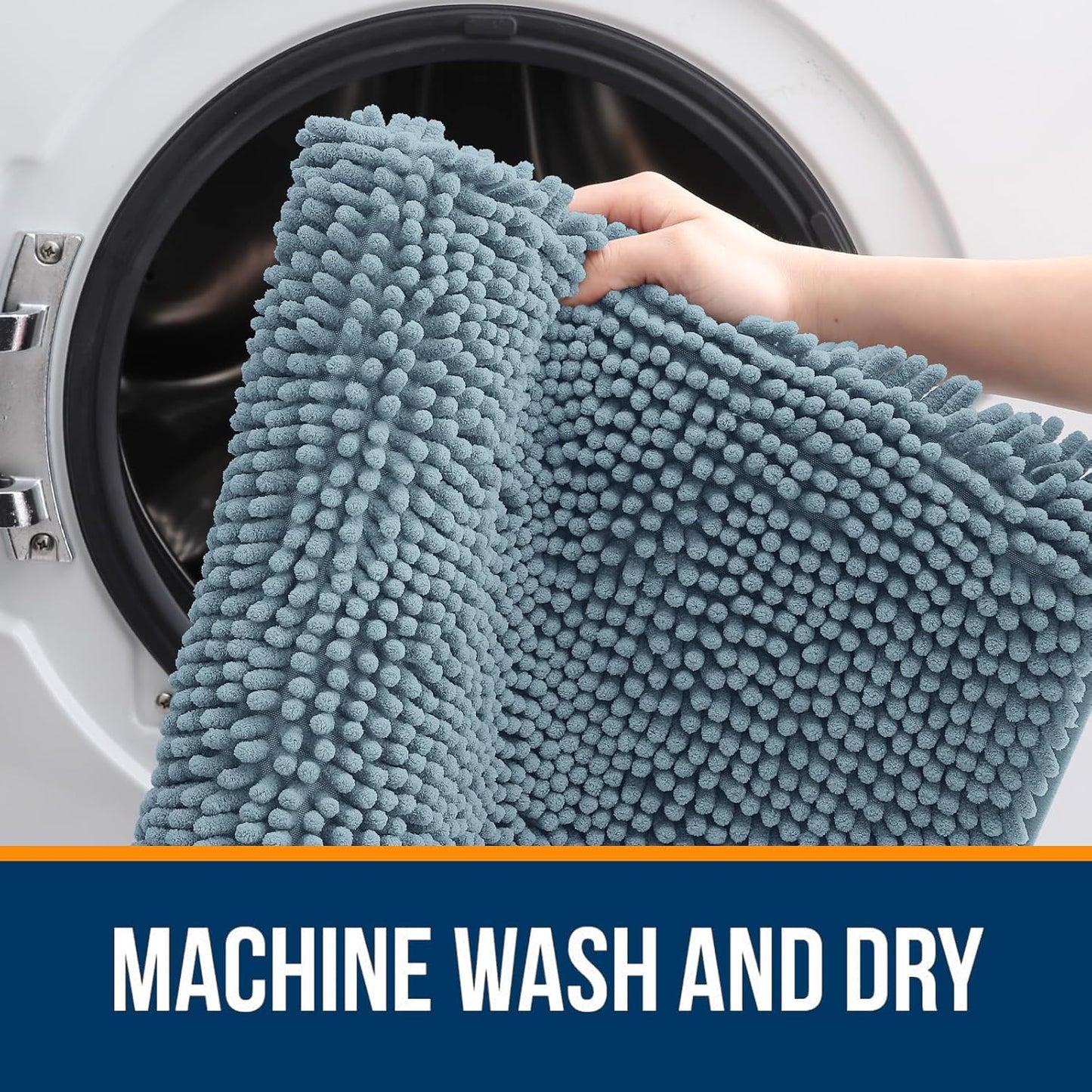 OLANLY Large Bathroom Rugs - Extra Soft Chenille Bath Mats | Quick-Dry, Machine Washable, 40x24, Airy Blue