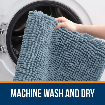 OLANLY Large Bathroom Rugs - Extra Soft Chenille Bath Mats | Quick-Dry, Machine Washable, 40x24, Airy Blue
