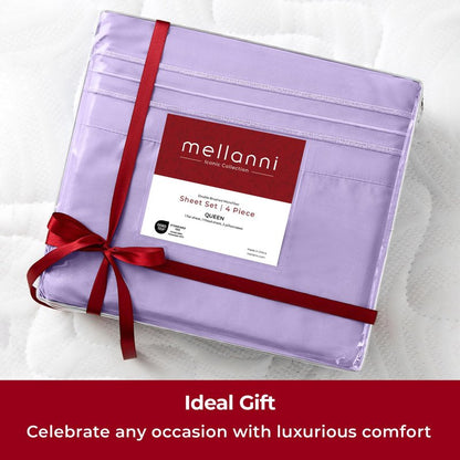 Mellanni Twin Sheets Set - 3 PC Iconic Collection Bedding - Hotel Luxury, Extra Soft, Cooling Bed Sheets - Wrinkle, Fade, Stain Resistant (Twin, Violet)