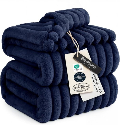 Bedsure GentleSoft Navy Fleece Blanket - Cozy Soft Throw for Couch, Perfect for Women, 108x90 Inches