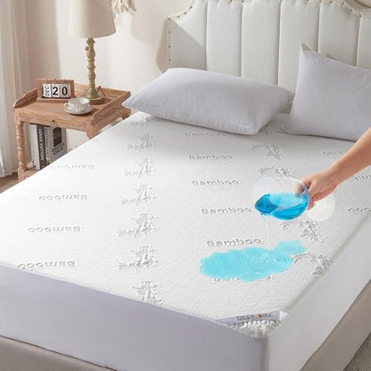 BEDLORE Waterproof Mattress Protector - Soft Bamboo Viscose Fitted Cover | Deep Pocket 6"-15" - Breathable & Noiseless