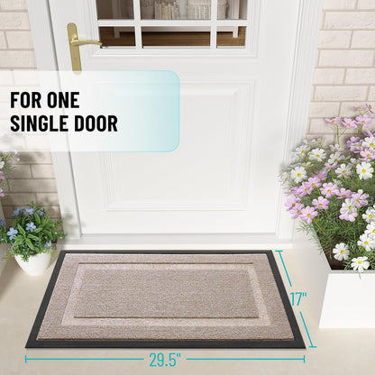 OLANLY Indoor Outdoor Front Door Mat - Waterproof All-Season Doormat, Easy Clean, 29.5x17, Camel