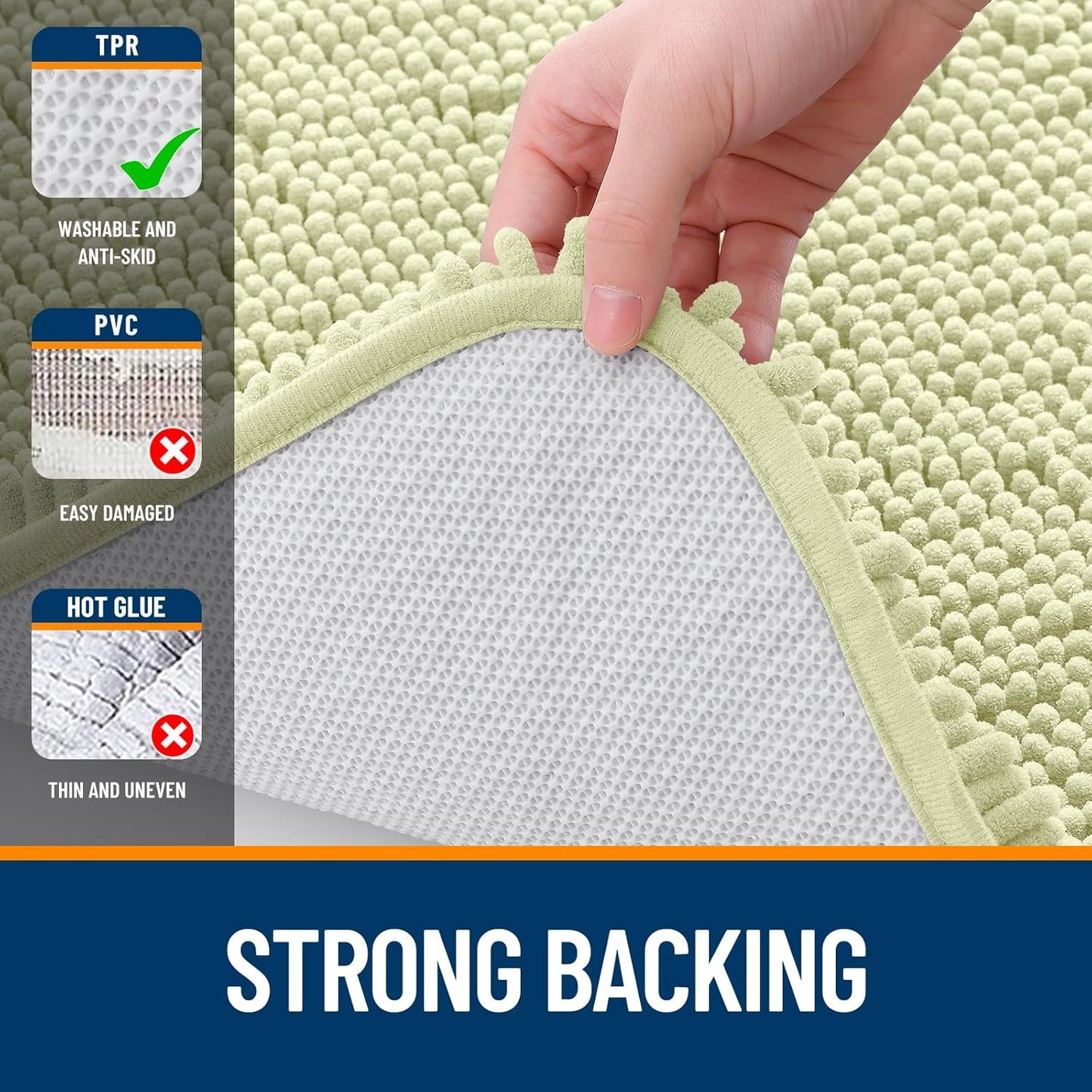 OLANLY Bath Rugs - Extra Soft Chenille | Quick-Dry, Machine Washable, 24x16, Vanilla Color