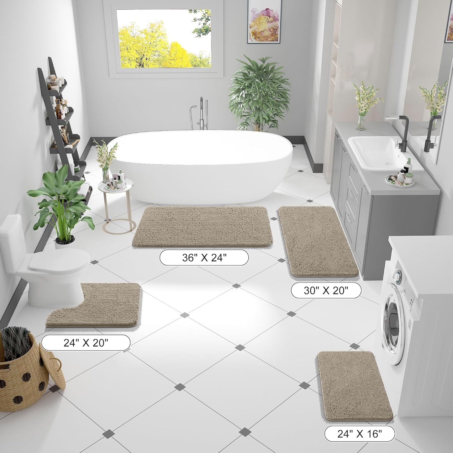 OLANLY Bathroom Rugs - Extra Soft Absorbent Chenille Bath Mats | Quick Dry, Rubber Backing, 36x24, Warm Taupe