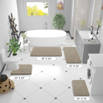OLANLY Bathroom Rugs - Extra Soft Absorbent Chenille Bath Mats | Quick Dry, Rubber Backing, 36x24, Warm Taupe