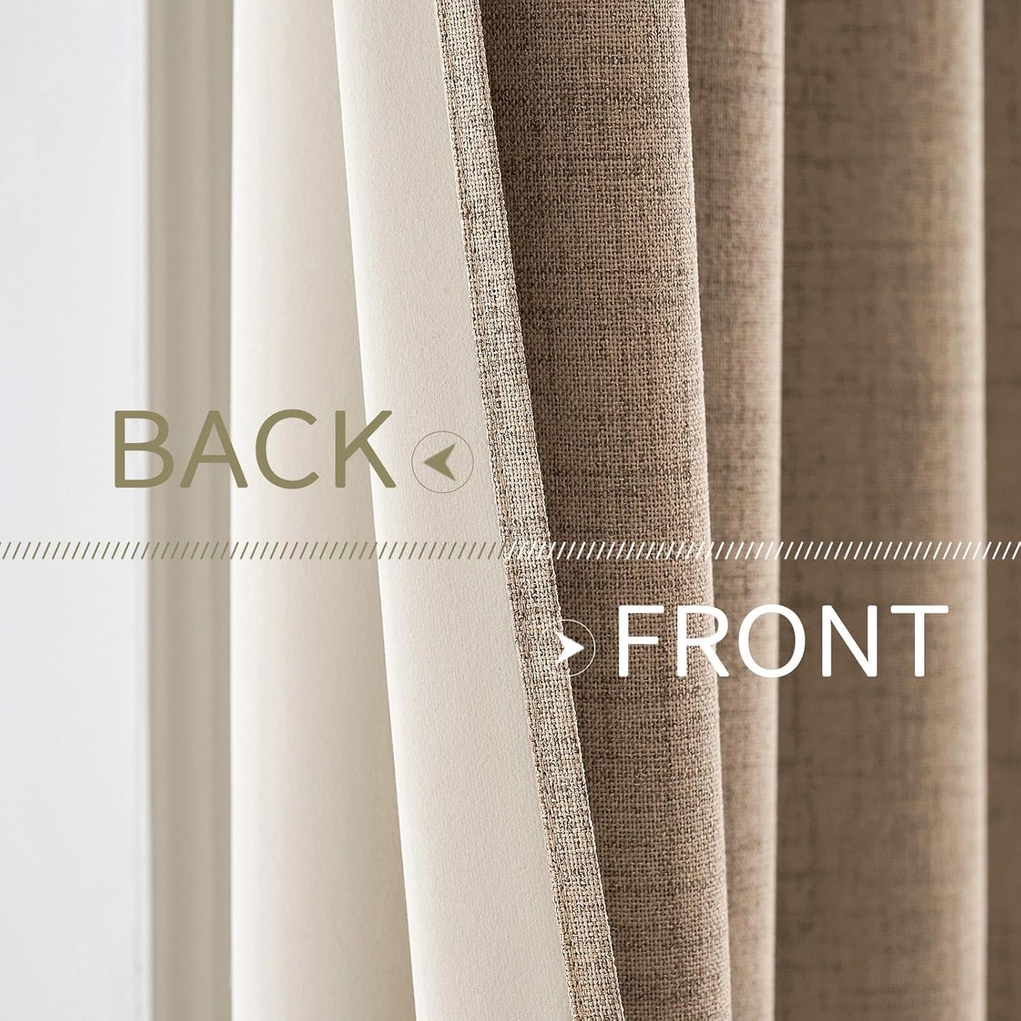 MIULEE 100% Blackout Linen Textured Curtains - Thermal Insulated Copper Brown Drapes | 52 x 72 Inch (2 Panels)