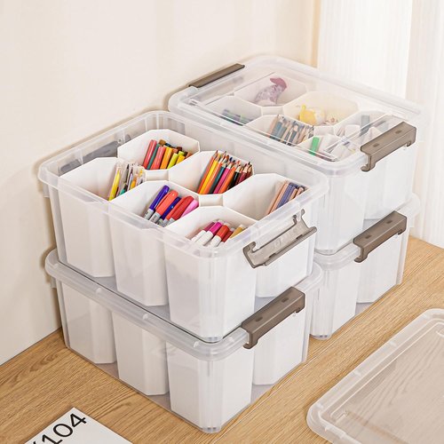 Citylife 17 QT Clear Plastic Storage Bins - Stackable Multipurpose Containers with Lids for Organizing Tools & Crafts