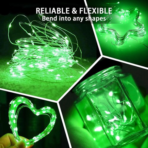 Green Fairy Lights - 100 Pack 7Ft 20 LED Twinkle String Lights | Battery Operated & Waterproof for Holidays