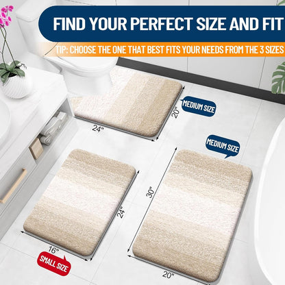 OLANLY Bathroom Rugs - Extra Soft Microfiber Mat with Rubber Backing | Quick Dry, Machine Washable, 30x20, Light Beige