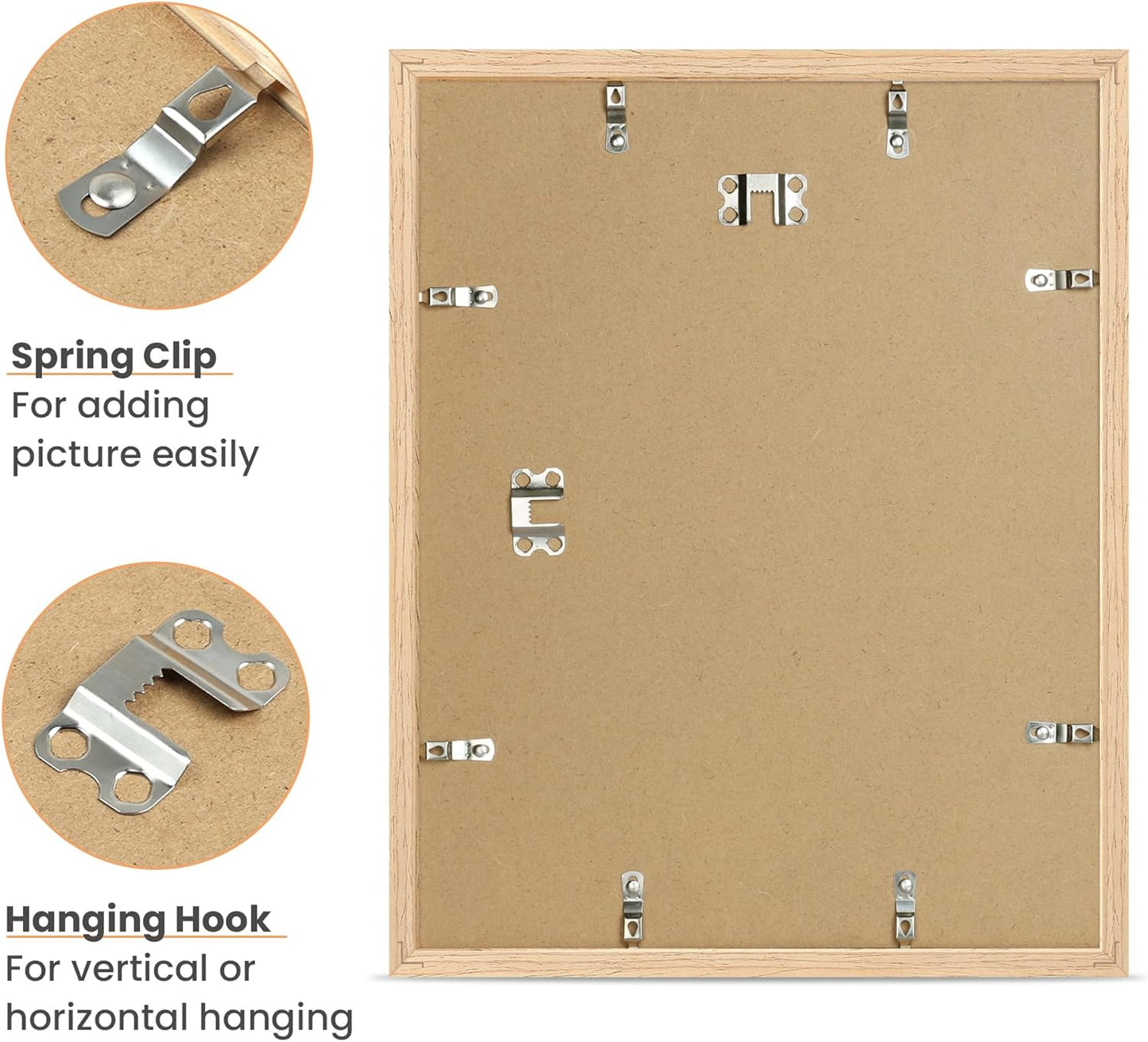 Upsimples 11x14 Picture Frame - Natural Solid Wood Frame for 8x10 or 11x14 Photos | Vertical/Horizontal Display