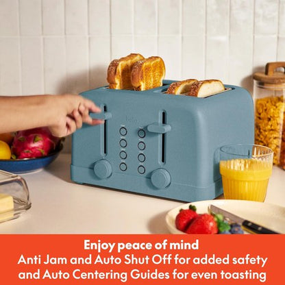Bella 4 Slice Toaster - 6 Shade Settings, Reheat & Cancel Functions, Removable Crumb Tray, 900 Watt | Surf Color