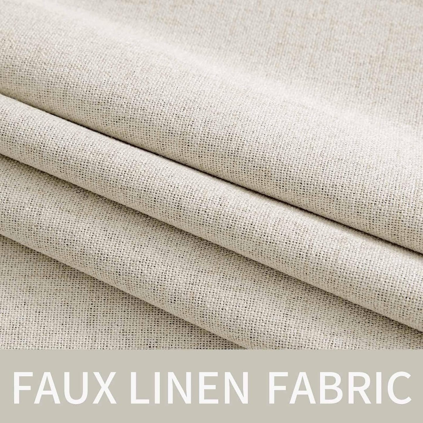 MIULEE Linen Texture Curtains - 100% Blackout Thermal Insulated Drapes | Beige, 52x108 Inch (2 Panels)