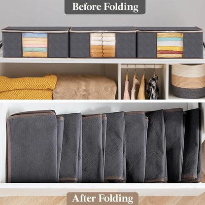 Lifewit 35L Clothes Storage Bins - Foldable Blanket Bags with Zippers & Clear Window | 4 Pack