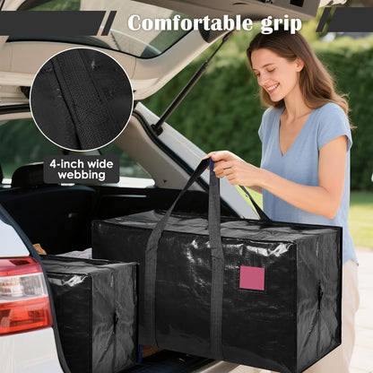 Skiennix 6 Pack Moving Bags - Extra Large 93L Waterproof Storage Totes for Home & College | Black