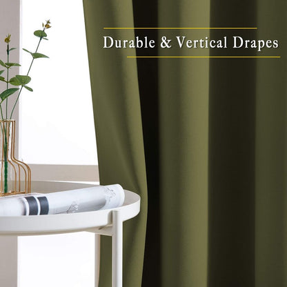 NICETOWN Room Darkening Living Room Curtains 102 inches Long - Grommet Thermal Insulated Window Drapes Room Divider Blinds Sound Reducing for Living Room (W66 x L102, Olive, 2 Pieces)