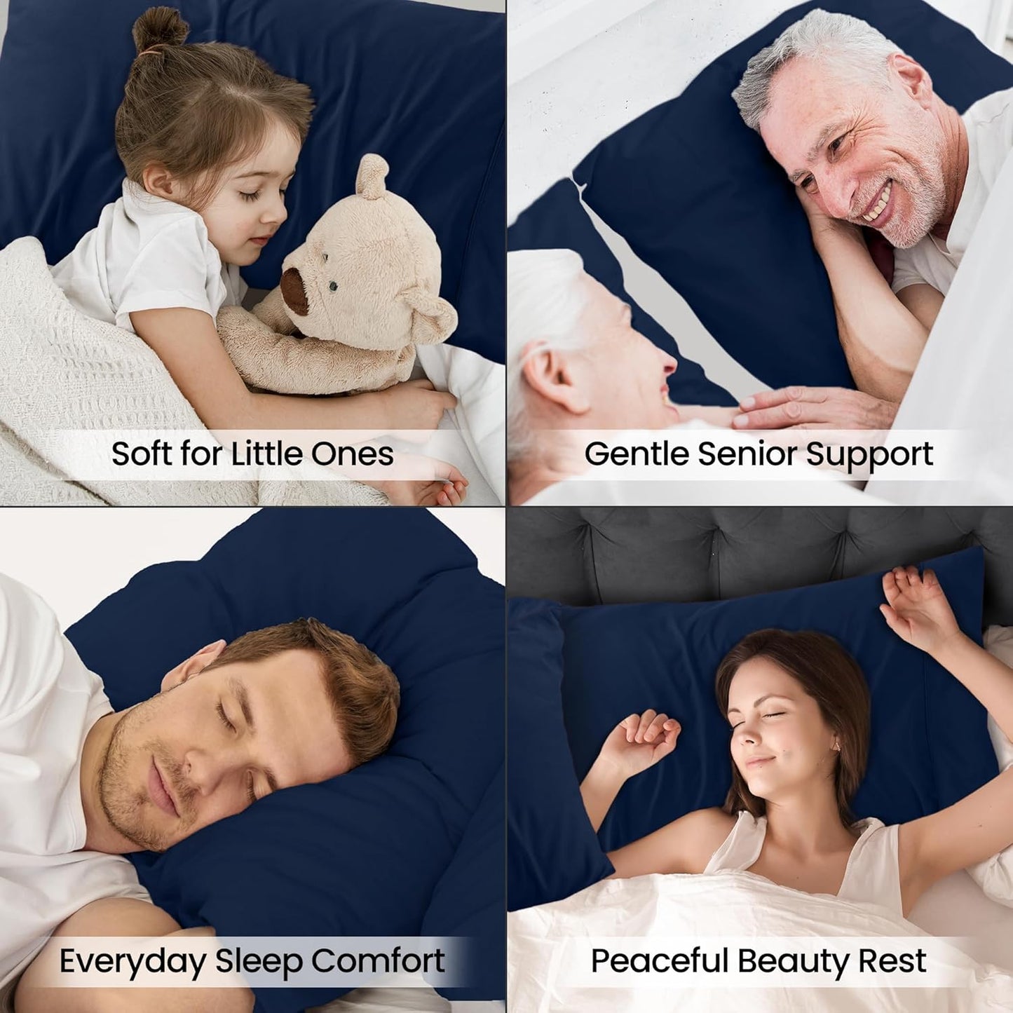 Utopia Bedding King Pillow Cases - Soft Brushed Microfiber - 2 Pack | Navy, 20 x 40 Inches