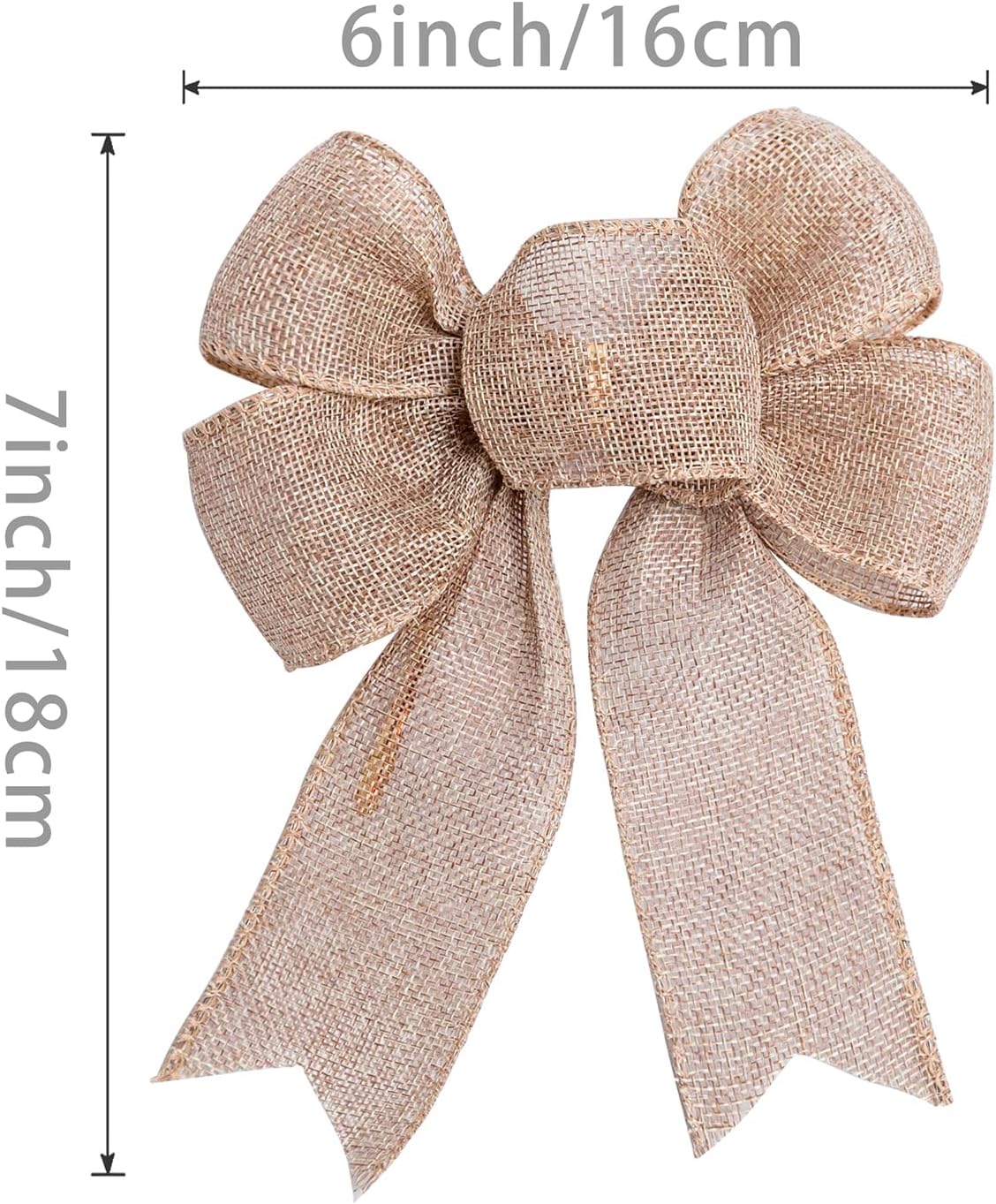 Skiennix Rustic Jute Wreath Bows - 6-Pack Burlap Decor for Christmas, Weddings & Parties