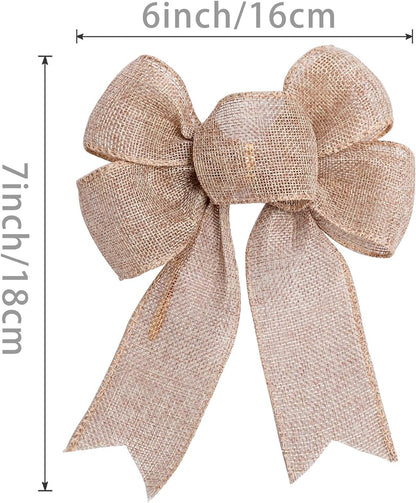 Mini Rustic Jute Bows - Burlap Wreaths for Christmas Tree Topper | Perfect for Weddings & Parties
