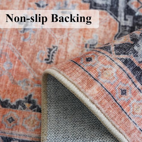 Hallway Washable Runner Rug - Vintage Soft Non-Slip Indoor Carpet | 2'6''x14'' for Kitchen & Entryway