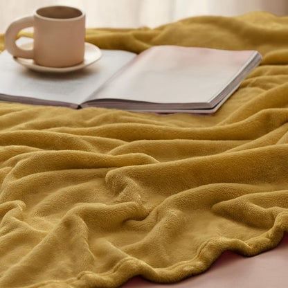 Bedsure GentleSoft Fleece Throw Blanket - XL 300GSM Plush & Cozy in Yellow | Perfect for Bed, Sofa, Travel (50x70 inches)