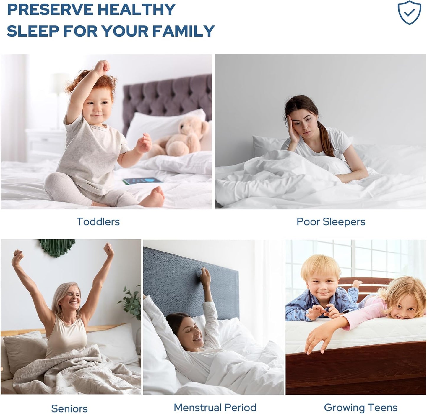 Skiennix Waterproof Mattress Protector - Noiseless Twin Size Pad with Deep Pocket | Breathable Navy Blue Cover