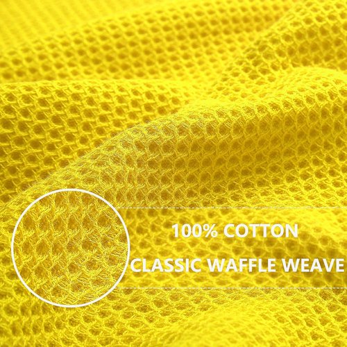 Homaxy Kitchen Dish Cloths - Ultra Soft 100% Cotton Waffle Weave, Quick Drying, 12x12 Inches, 6-Pack, Yellow