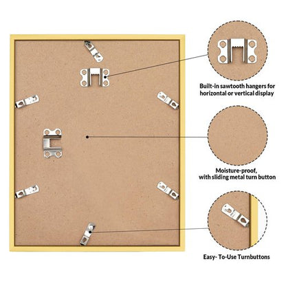 LaVie Home 12x16 Picture Frame for Wall Display, 12x16 Gold Picture Frame with HD Plexiglas, 12 x 16 Poster Frame 1 Pack, Display Frame for Vertical or Horizontal, Classic Collection