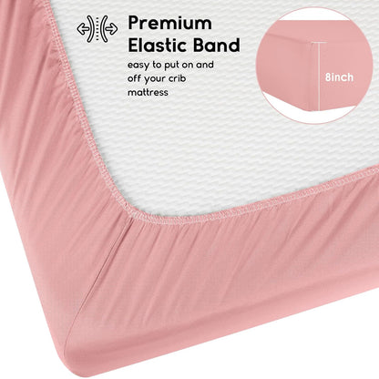 Yoofoss Fitted Baby Crib Sheets - Super Soft Microfiber 2-Pack for Standard Crib & Toddler Mattress | Pink & Love 28x52x8in