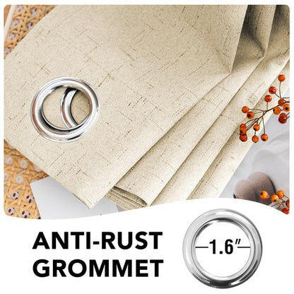 H.VERSAILTEX 100% Blackout Curtains for Bedroom Thermal Insulated Linen Textured Curtains Heat and Full Light Blocking Drapes Living Room Curtains 2 Panel Sets, Bleached Sand, 52x45 Inch