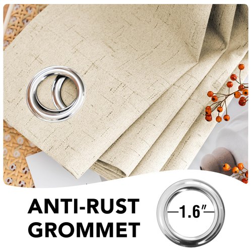 H.VERSAILTEX 100% Blackout Curtains for Bedroom Thermal Insulated POLYESTER,ACRYLIC Textured Curtains Heat and Full Light Blocking Drapes Living Room Curtains 2 Panel Sets, Bleached Sand, 52x84inch