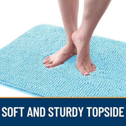 OLANLY Dog Door Mat - Absorbent Non-Slip Washable Chenille Mat for Muddy Paws | 36x24, Blue