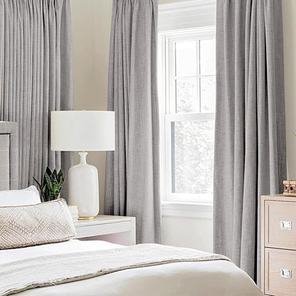 MIULEE Blackout Curtains - 100% Thermal Insulated Light Gray Linen Texture Drapes | 52x96 Inch (2 Panels)