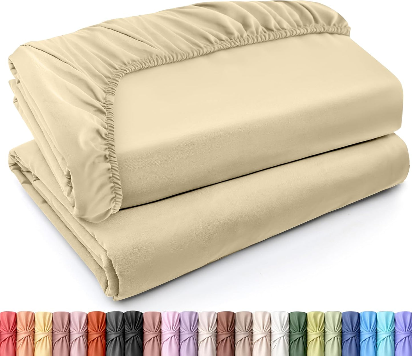 Utopia Bedding Queen Fitted Sheets - Soft Brushed Microfiber | Deep Pocket Design, Fade Resistant (Beige, 2-Pack)