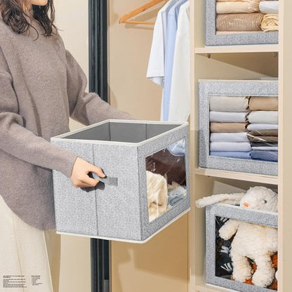 Homsorout Stackable Storage Bins - Large Fabric Organizer Baskets with Lids | 5 Pack for Closet & Living Room