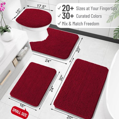 OLANLY Bathroom Rugs 45x27, Extra Soft Absorbent Chenille Bath Rugs, Rubber Backing Quick Dry, Machine Washable Bath Mats for Bathroom Floor, Tub and Shower, Home Decor Accessories, Red
