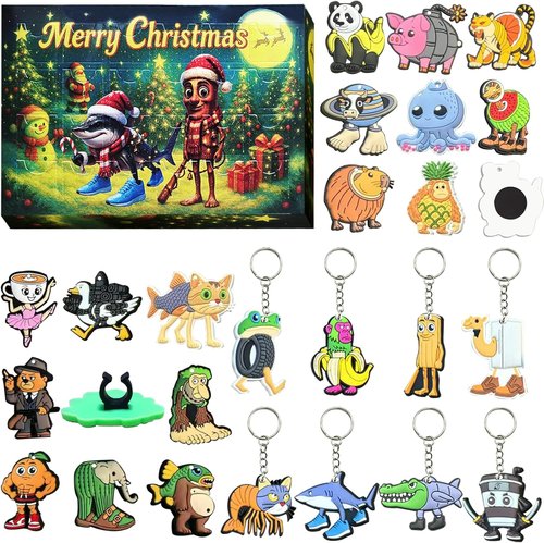 Italian Brainrot Advent Calendar - 24 Days Countdown with Mini Figurines, Keychains & More for Kids 3+