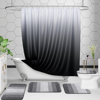 OLANLY Bathroom Rugs Set - Soft Absorbent Microfiber Mats & U-Shaped Toilet Rug | Grey, 3-Piece Set
