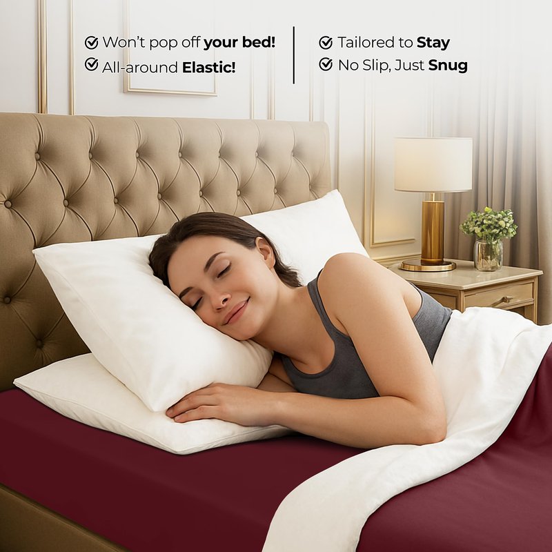 Utopia Bedding King Fitted Sheet - Bottom Sheet - Deep Pocket - Soft Microfiber - Shrinkage and Fade Resistant - Easy Care -1 Fitted Sheet Only (Burgundy)