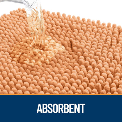 OLANLY Dog Door Mat - Absorbent Non-Slip Chenille Mat for Muddy Paws | 45x27 Inches, Quick Dry, Orange