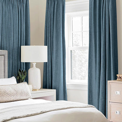 MIULEE Blackout Curtains - Linen Texture Thermal Insulated Drapes | Dusty Blue, 52x120 Inch (2 Panels)