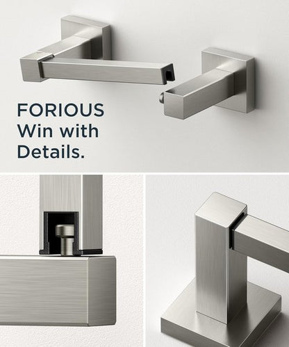 FORIOUS Toilet Paper Holder - Rustproof Stainless Steel Double Post Pivoting Design | Square 2 Pack