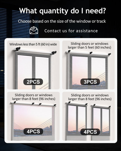 Over Blinds Curtain Rod Brackets for Outside Mounted, No-Drill Blinds Curtain Rod Holders for 1.3-2" Rectangular Headrails, Tool-Free & No Wall Damage, Apartment & Renter Friendly (Set of 3, Black)
