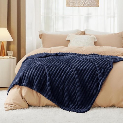 Bedsure GentleSoft Fleece Blanket - Cozy Navy Blue Throw for Couch, Perfect 50x60 Inches Size
