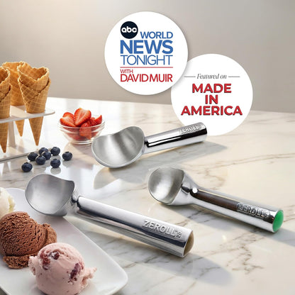 Zeroll Ice Cream Scoop - Unique Liquid-Filled Handle for Easy Release | 20 oz Silver Aluminum Design