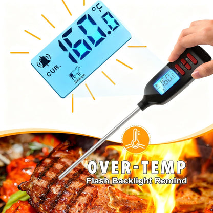 Antonki Digital Meat Thermometer - Instant Read Food Thermometer with Long Probe for Cooking & Grilling | Backlit Display Included