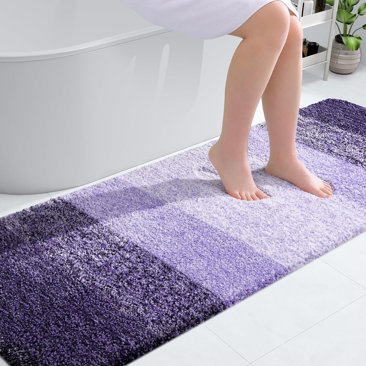 OLANLY Bathroom Runner Rug Mat - Extra Soft Microfiber, Quick Dry & Washable | 70x24 Violet