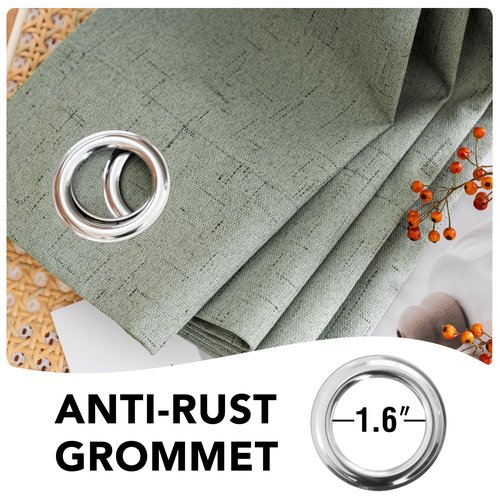 H.VERSAILTEX 100% Blackout Curtains for Bedroom Thermal Insulated Linen Textured Curtains Heat and Full Light Blocking Drapes Living Room Curtains 2 Panel Sets, 52x96 - Inch, Green Bay