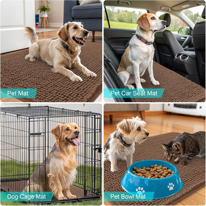 OLANLY Dog Door Mat - Absorbent Non-Slip Chenille Mat for Muddy Paws | 50x30 Mocha Indoor Carpet