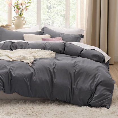 Bedsure Oversized King Duvet Cover Set - Extra Soft Prewashed Cotton-Like Bedding, 120x98 Inches with Zipper Closure & 2 Pillow Shams